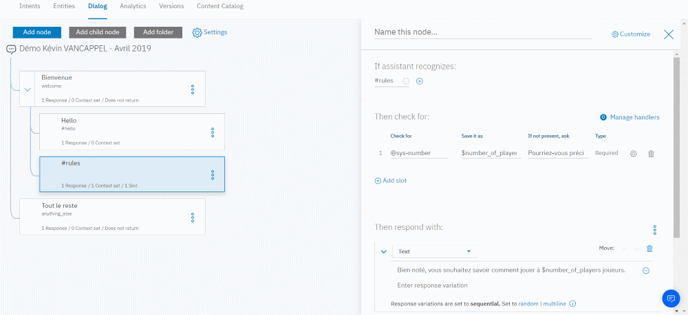 IBM Watson Assistant - Dialog #Rules
