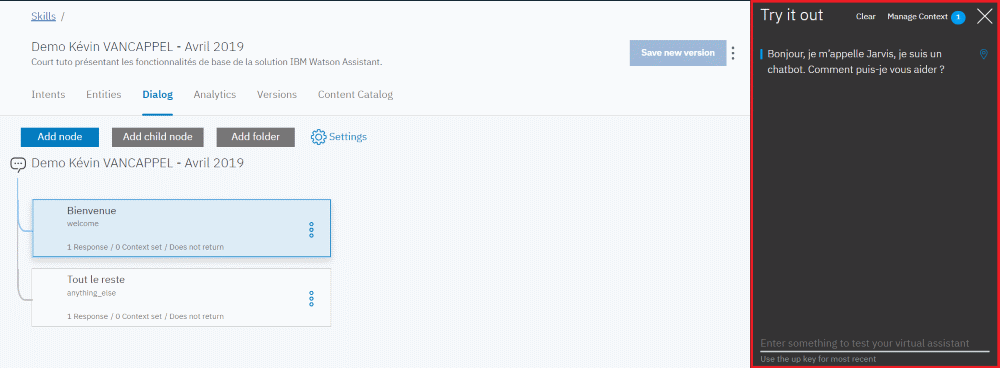 IBM Watson Assistant - Test