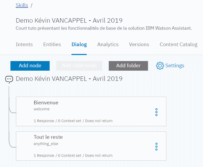 IBM Watson Assistant - Create dialog