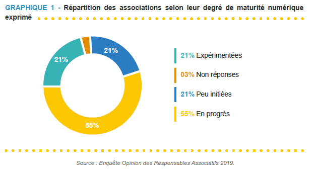 Répartition des associations selon leur degré de maturité numérique exprimé