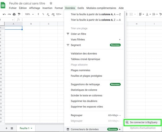 Aller plus loin : BigQuery dans Google Sheets